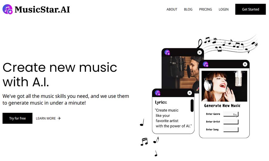 MusicStar.AI Landing Page