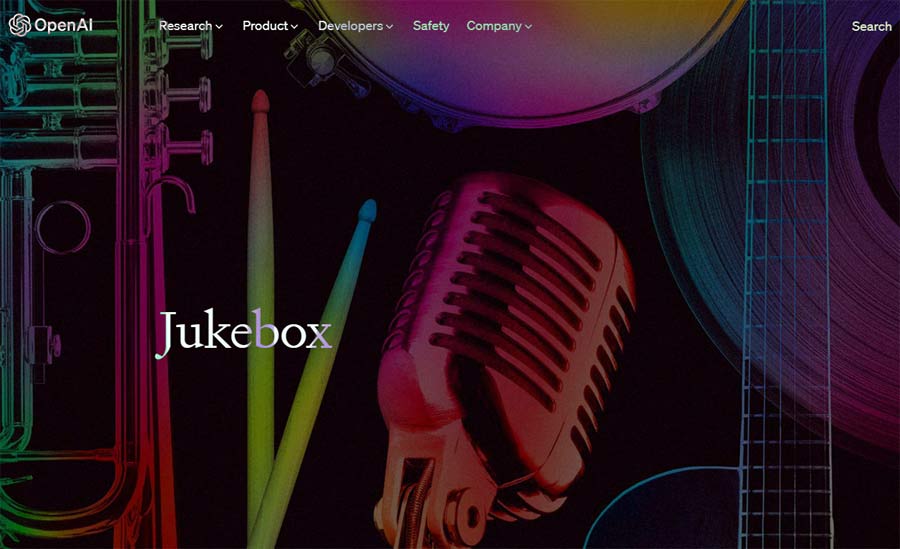OpenAI Jukebox Landing Page