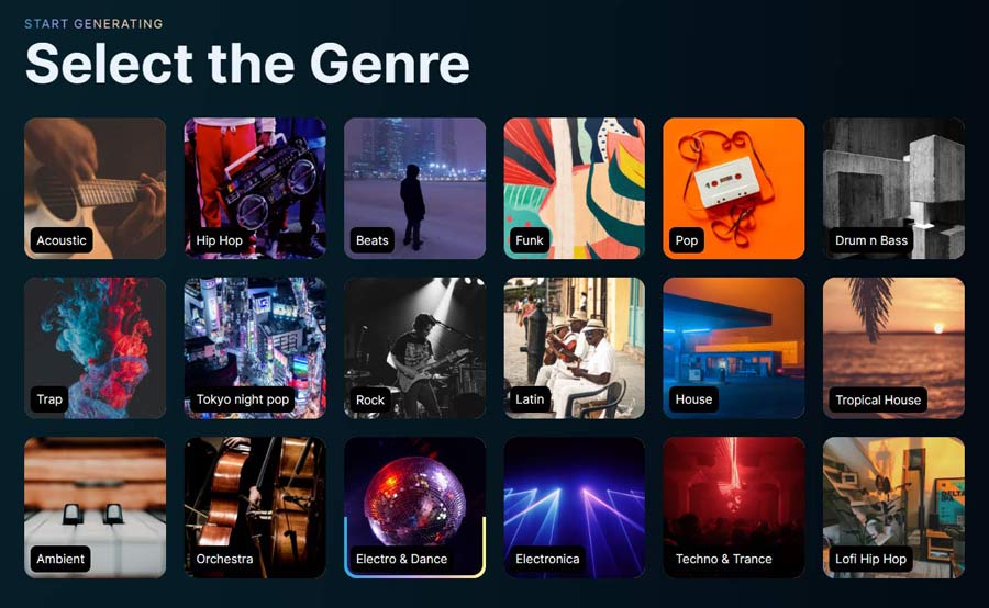 SOUNDRAW Genres