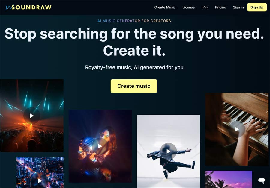 SOUNDRAW Landing Page