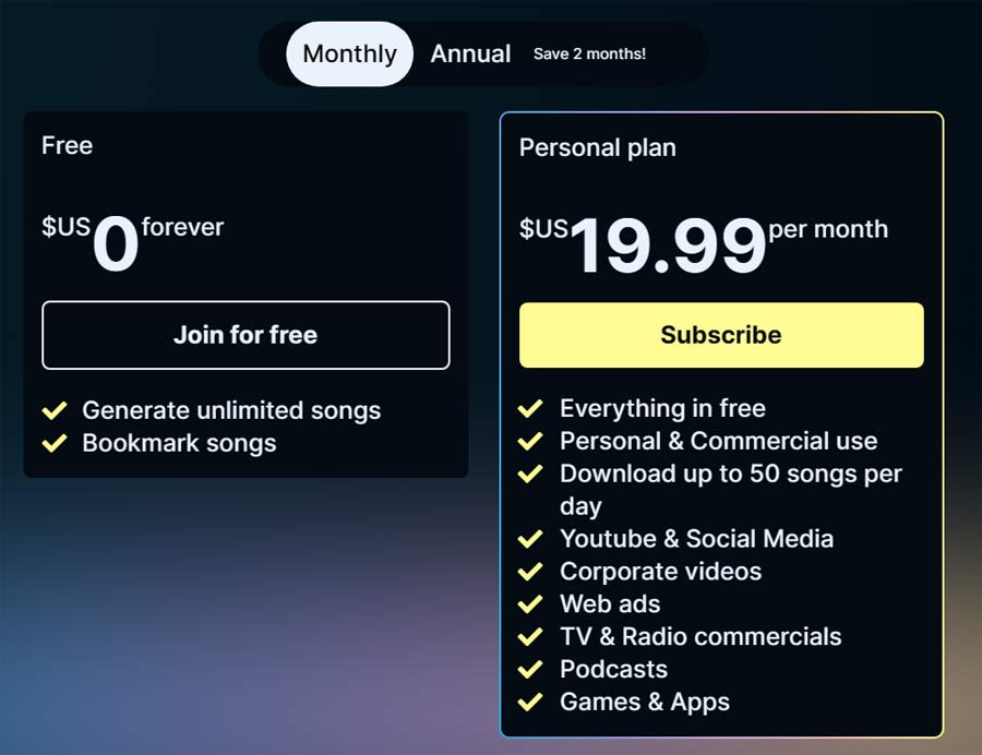 SOUNDRAW Pricing
